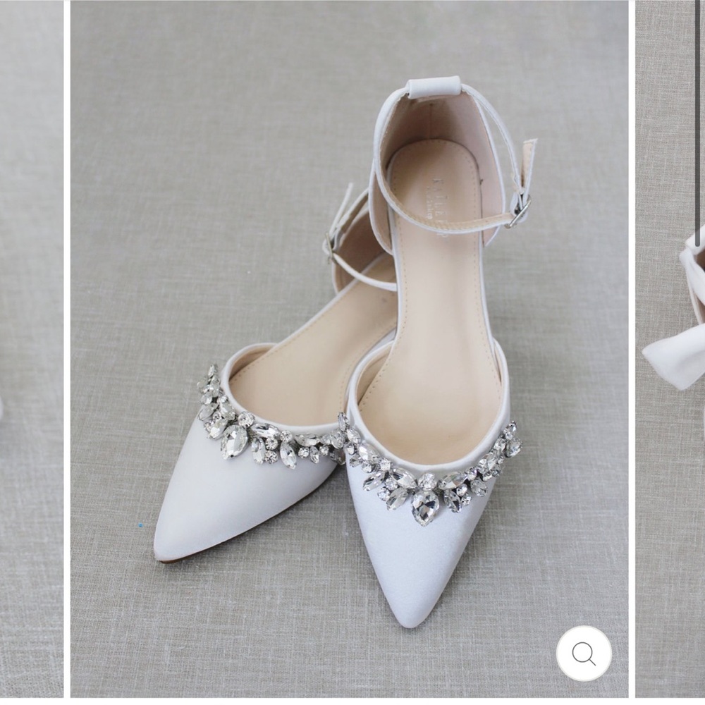 Kailee P White Satin Pointy Toe Flats